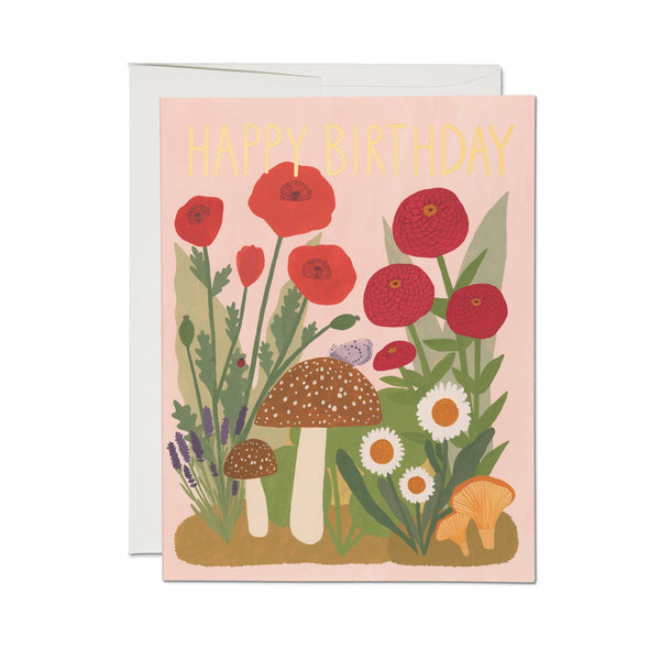 Red Cap Cards - Mushroom Melody greeting card: Single