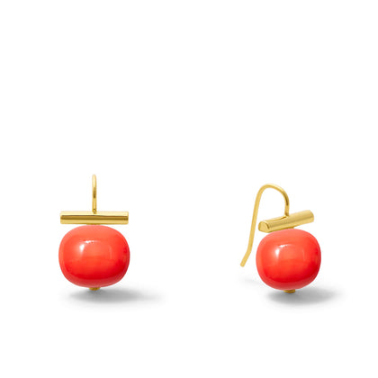 Pebble Pearls Earrings~ Medium: Salmon Coral