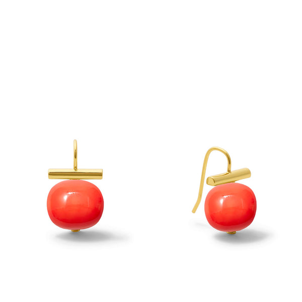 Pebble Pearls Earrings~ Medium: Salmon Coral