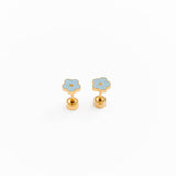 Pip Pop Post - Petite Flower Stud Earring - Hypoallergenic, Flat Back, Girl: Lilac / Pair