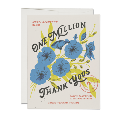 Red Cap Cards - One Million thank you greeting card: Singles