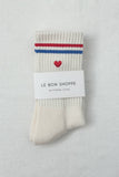 Le Bon Shoppe - Embroidered Boyfriend socks: Amour Pink + Heart