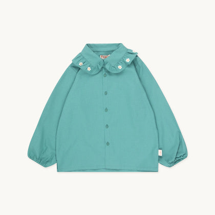 Tiny Cottons Daisy Frill Collar Shirt ~ Dark Emerald