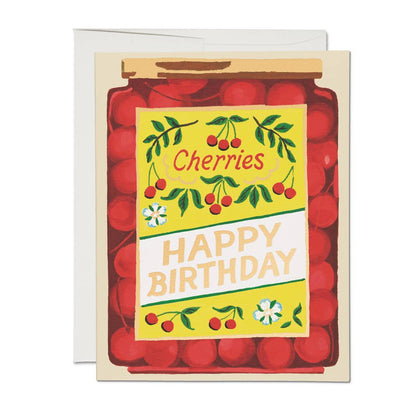 Red Cap Cards - Jar of Cherries birthday greeting card