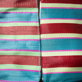 RECYCLED PLASTIC STRIPE BAG - Square: Red x Blue
