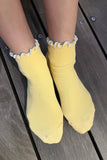 Le Bon Shoppe - The Petite Ruffled Modal Socks ~ SOFT WHITE / NAVY