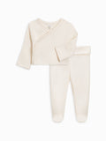 Colored Organics - Riley 2 Piece Kimono Wrap Top and Pant Set: Mist / NB