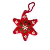 Ornaments 4 Orphans - Red Six Pointed Star Embroidered Wool Christmas Ornament