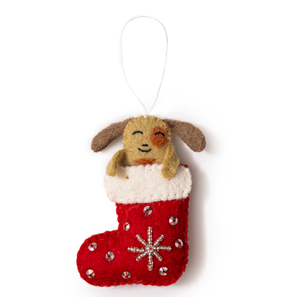 Global Goods Partners - Felt Stocking Animal Ornaments: Dog