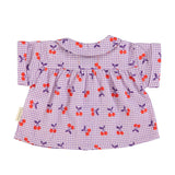 Piupiuchick Peter Pan Collar Blouse ~ Purple Check with Cherries