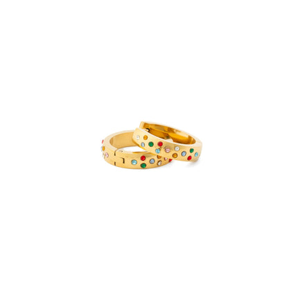 Pip Pop Post - Confetti Hoop Earring - Hypoallergenic, Flat Back, Girl Gift: Rainbow