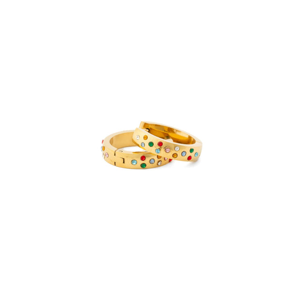 Pip Pop Post - Confetti Hoop Earring - Hypoallergenic, Flat Back, Girl Gift: Rainbow