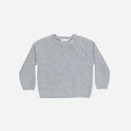 Quincy Mae Bailey Knit Sweater in Heathered Dusty Blue