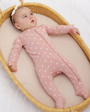 Quincy Mae Bamboo Zip Footie ~ Pink Hearts