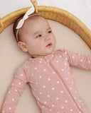 Quincy Mae Bamboo Zip Footie ~ Pink Hearts