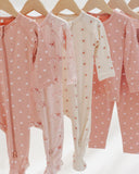 Quincy Mae Bamboo Zip Footie ~ Pink Hearts