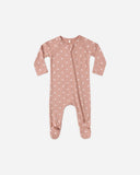 Quincy Mae Bamboo Zip Footie ~ Pink Hearts