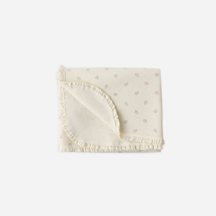 Quincy Mae Waffle Baby Blanket ~ Mauve Ditsy