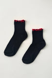 Le Bon Shoppe - The Petite Ruffled Modal Socks ~ SOFT WHITE / NAVY