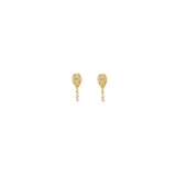 Kris Nations - Tennis Racket Crystal and Enamel Stud Earrings: 18K Gold Vermeil