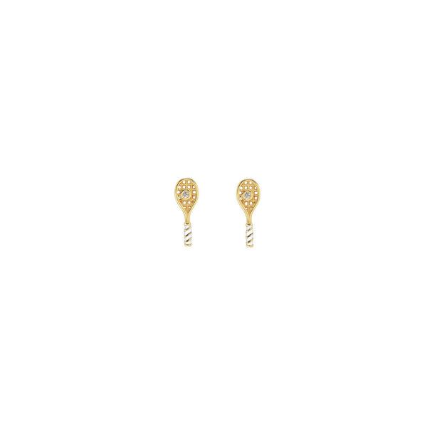 Kris Nations - Tennis Racket Crystal and Enamel Stud Earrings: 18K Gold Vermeil