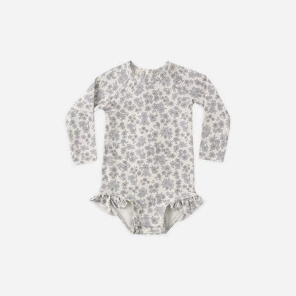 Quincy Mae Olivia Rashguard One-Piece ~ Blue Floral