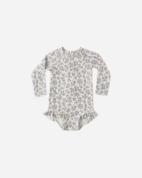 Quincy Mae Olivia Rashguard One-Piece ~ Blue Floral
