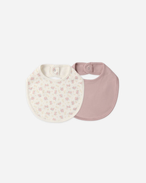 Quincy Mae Jersey Snap Bib, 2 Pack ~ Flower Field, Mauve