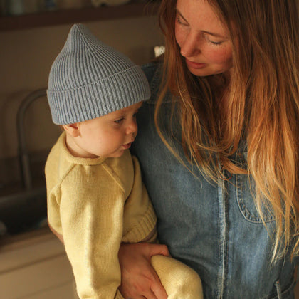 Hvid Beanie Fonzie in Powder