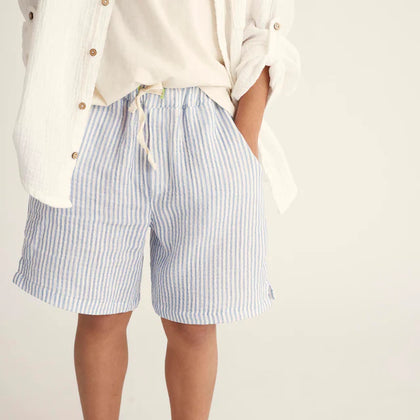 Cozmo Striped Gauze Bermuda Shorts ~ Blue