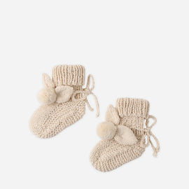 Quincy Mae Bunny Knit Booties ~ Heathered Latte