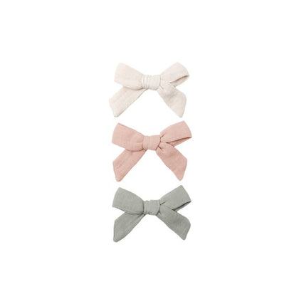 Quincy Mae Bow W. Clip, Set of 3 ~ Natural, Fern, Rose