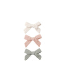 Quincy Mae Bow W. Clip, Set of 3 ~ Natural, Fern, Rose