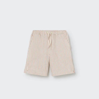 Cozmo Striped Gauze Bermuda Shorts ~ Coffee