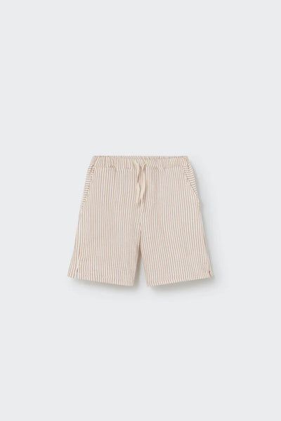 Cozmo Striped Gauze Bermuda Shorts ~ Coffee