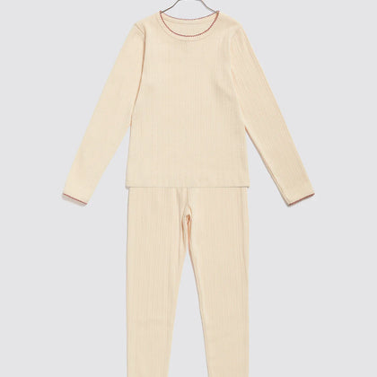 Little Cottons Pointelle Pajamas ~ Buttermilk