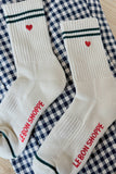 Le Bon Shoppe - Embroidered Boyfriend socks: Amour Pink + Heart