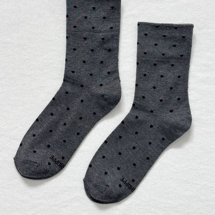 Le Bon Shoppe - Sneaker Socks: Polka Dot - Charcoal/Black