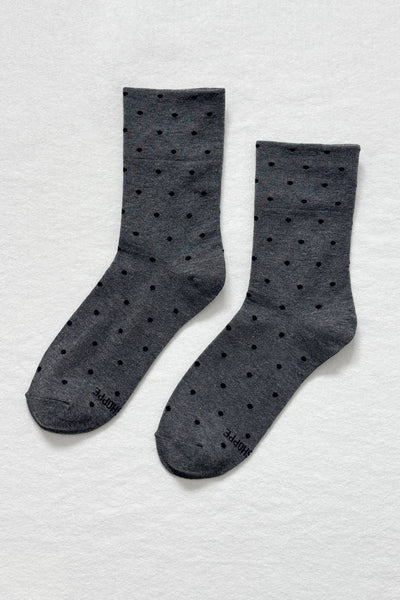 Le Bon Shoppe - Sneaker Socks: Polka Dot - Charcoal/Black