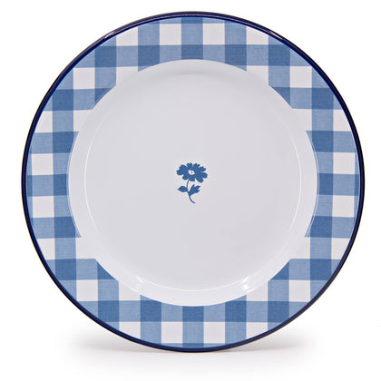 Crow Canyon Home - Max Humphrey x CCH Gingham Enamelware Dinner Plate: Blue