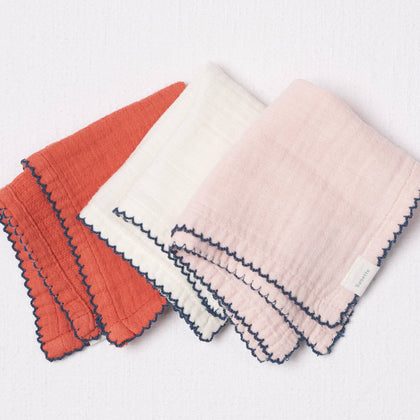 Babette - Washcloth-3 pack: Apricot-White-Peony