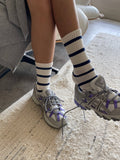 Le Bon Shoppe - Striped Boyfriend Socks: Flax Stripe