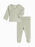Colored Organics - Riley 2 Piece Kimono Wrap Top and Pant Set: Mint / 3-6M