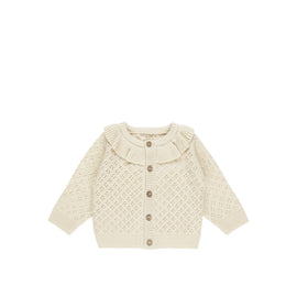 Quincy Mae Ruffle Collar Cardigan ~ Natural