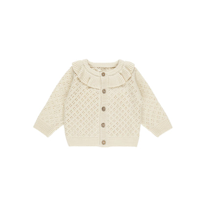 Quincy Mae Ruffle Collar Cardigan ~ Natural