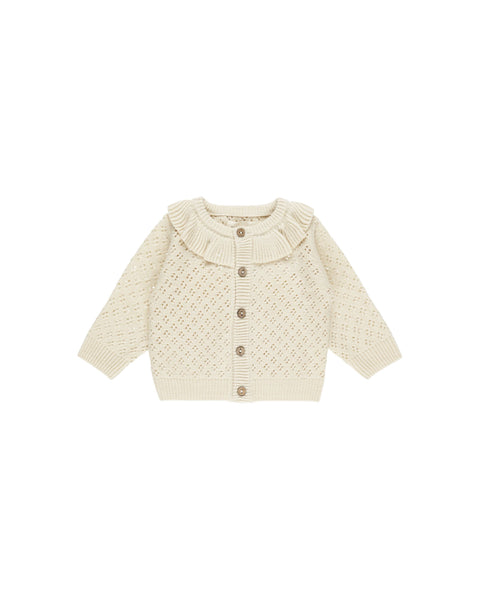 Quincy Mae Ruffle Collar Cardigan ~ Natural