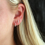 Kris Nations - Bar Dash Pave Stud Earrings: 18K Gold Vermeil / Crystal