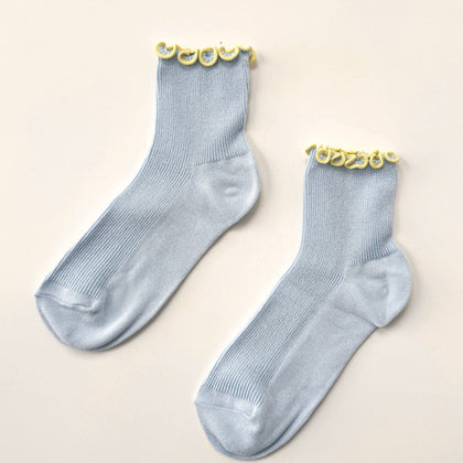 Le Bon Shoppe - The Petite Ruffled Modal Socks (wholesale): BABY BLUE / BUTTER