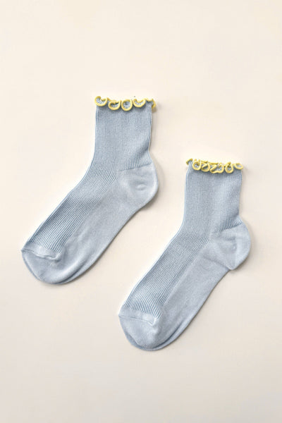 Le Bon Shoppe - The Petite Ruffled Modal Socks (wholesale): BABY BLUE / BUTTER
