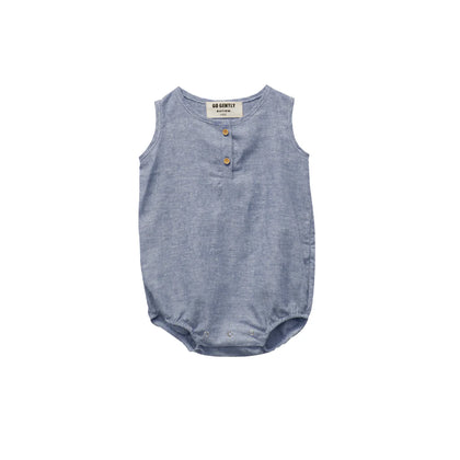 Go Gently Nation Woven Tank Onesie ~ Chambray